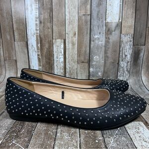 Torrid Shoes Womens 11 Black Studded Almond Toe Ballet Flats Black Slip On